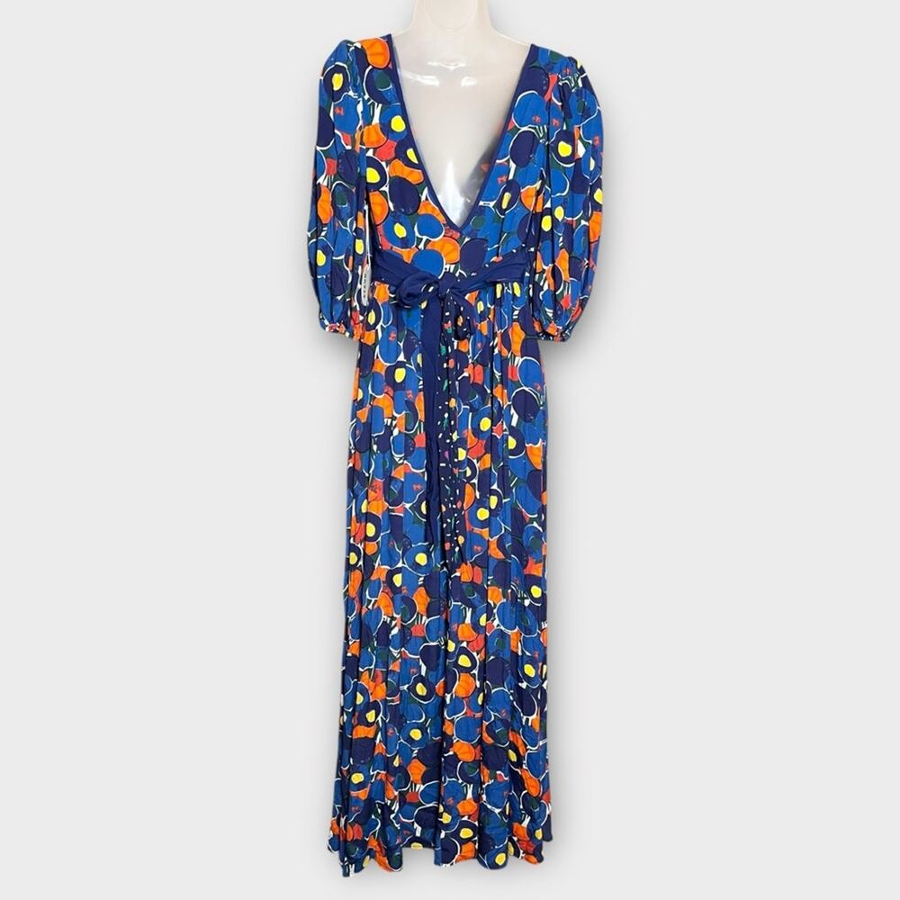 NWT STAUD Affogato Maxi Dress Colorful Patchwork Puff Sleeve Size 4 - Picture 3 of 12